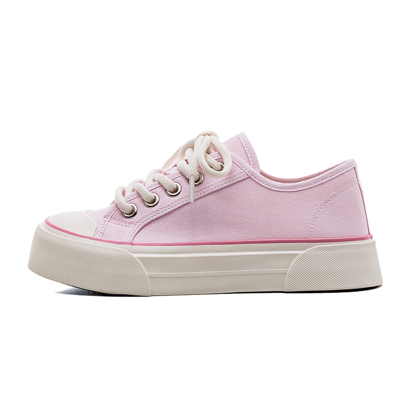 Huili Women's Casual Versatile Canvas Shoes, Breathable Mango Toe Sneakers WXYF846BR, Pink, Size 37