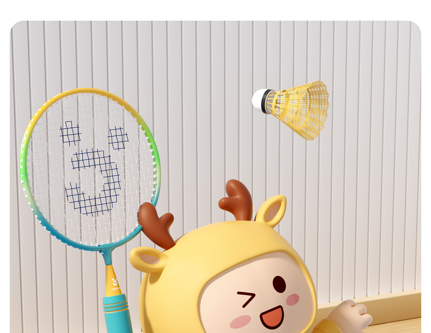 Yottoy Children's Badminton Racket Set Parent-Child Set for 6-Year-Old Elementary and Kindergarten Beginners Blue Pair 22