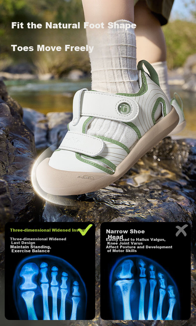 Ginoble Toddler Shoes, Summer Breathable Baby Sandals, Functional Shoes for Boys And Girls, GW1757 Cotton White/mint Gree 2