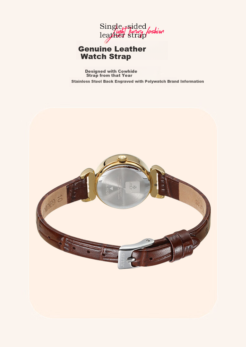 Julius Watch for Women, Korean Style Exquisite Small Square Zirconium Waterproof Quartz Student Ladies Watch, Wine Red JA-1064D 9