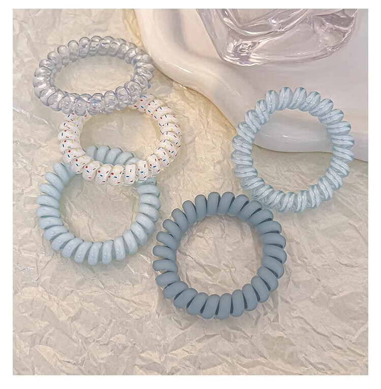 BQI Blue Telephone Cord Hair Tie for Women, High Elasticity Hair Band, Simple Elegant Durable Hair Tie, 2025 New Hair Accessory 5
