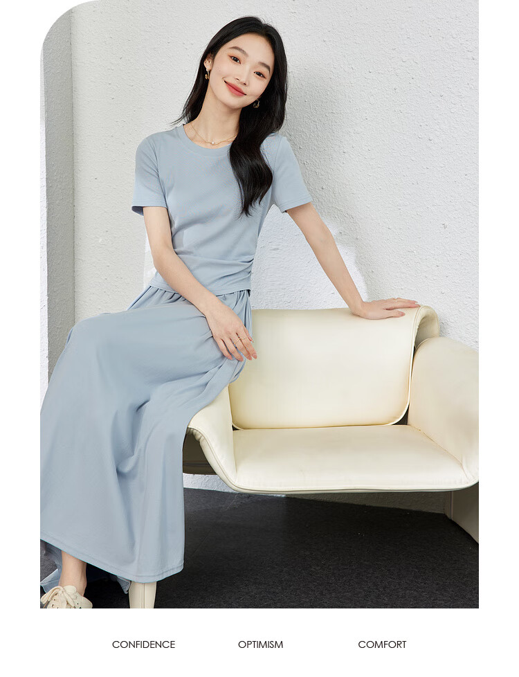 Fansiman Minimalist Design Set Dress for Women 2026 Summer New T-Shirt and Skirt Two-Piece Set XL 7
