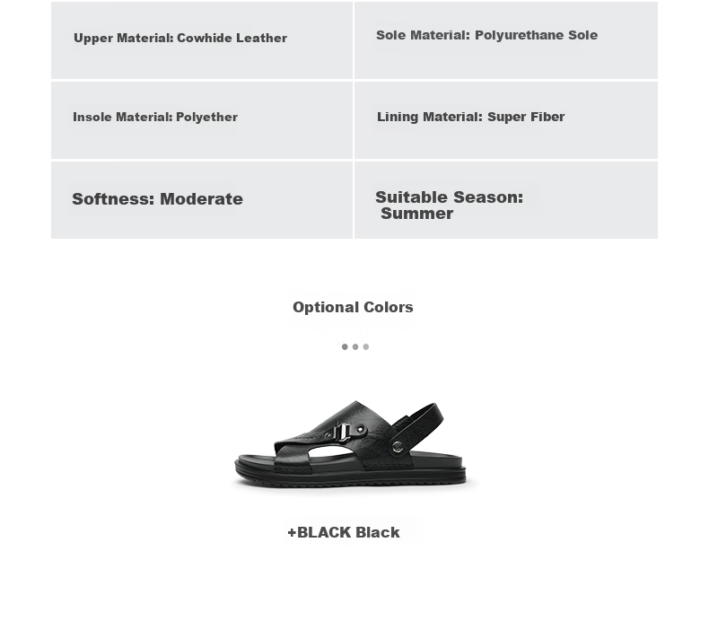 Goldlion Men's Shoes, Urban Casual Breathable Outdoor Sandals, Dual-Wear Leather Shoes, Beach Shoes, 59622032401A, Black, Size 41 11