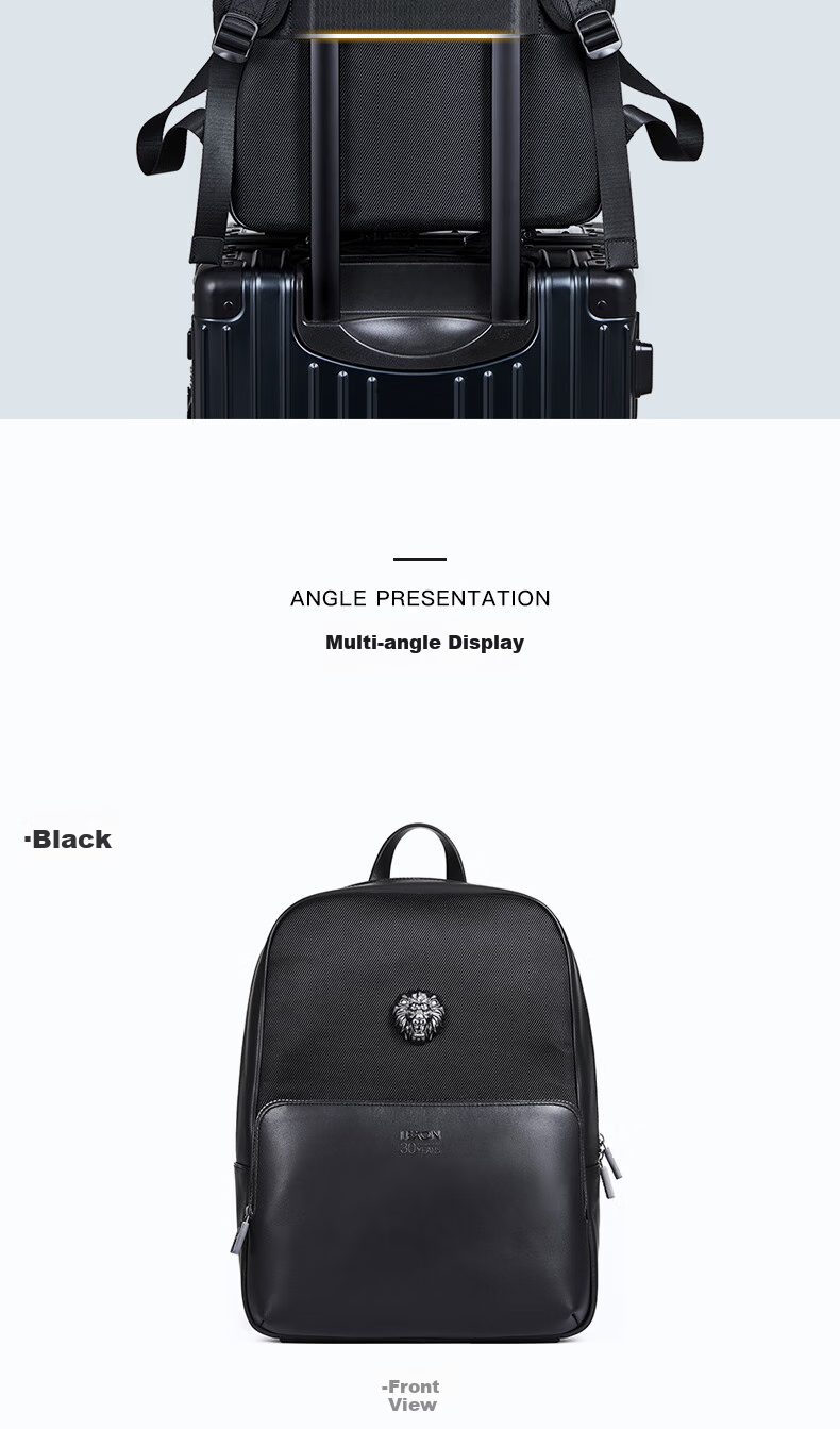 LEXON Backpack, 14-Inch Laptop Bag for Men, Genuine Leather Commuter Backpack, Limited Edition Blue Travel Bookbag 9