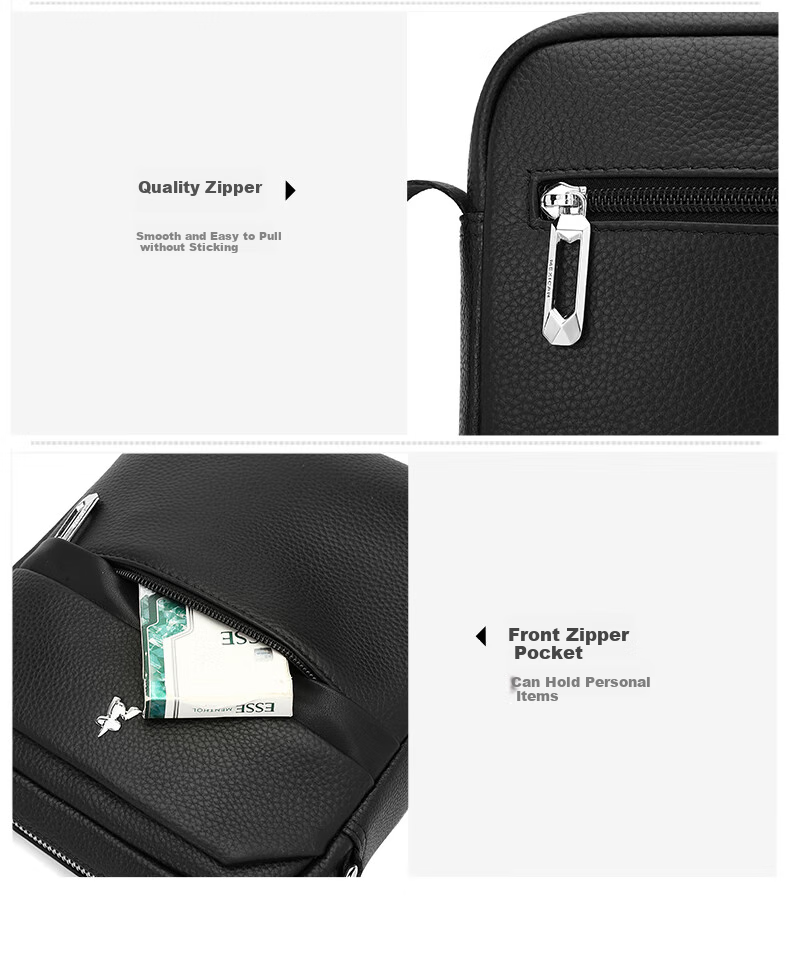 MEXICAN Men's Single-Shoulder Crossbody Handbag, Top-Grain Leather, Commuter Bag, Business Fashion, Travel-Friendly, Lightweight, Large Capacity, Birthday Gift 8