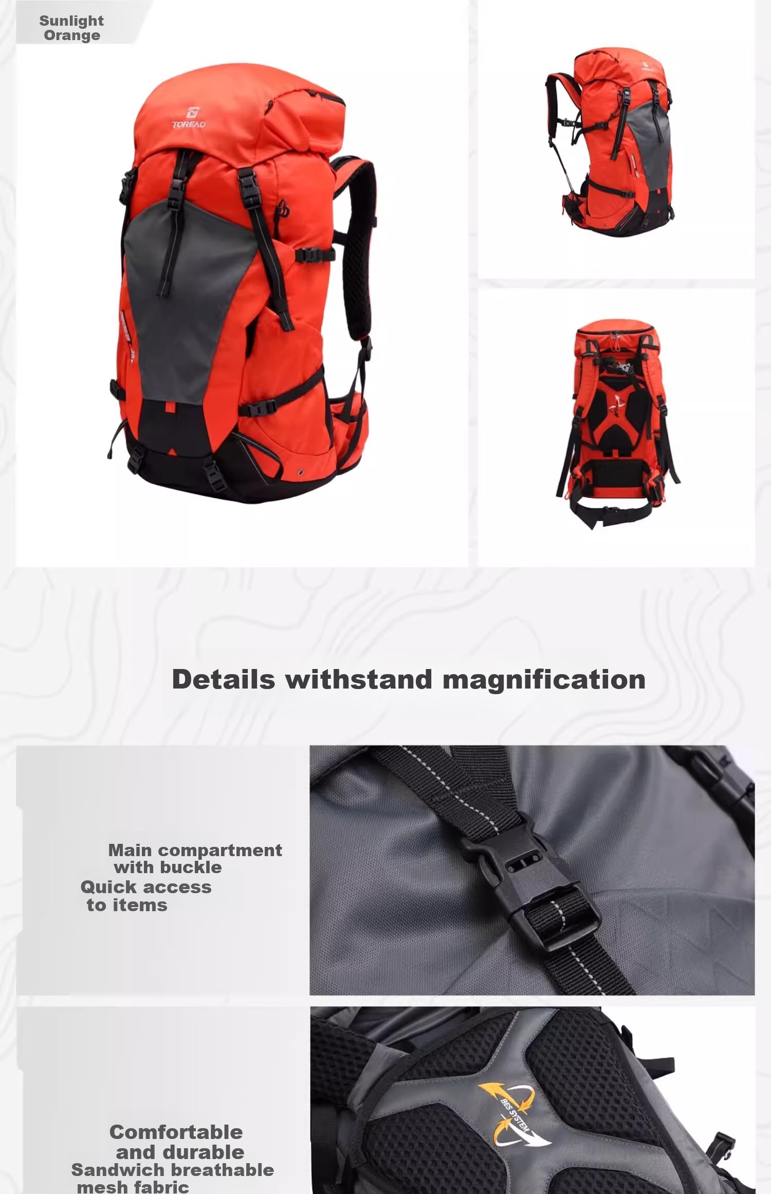 TOREAD Snow Air Hiking Backpack, 38L Outdoor Professional Trekking Backpack, Multifunctional Travel Bag, Sunlight Orange 15