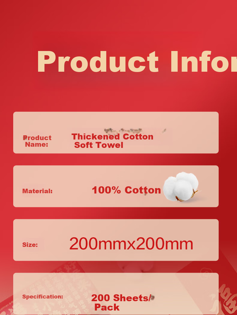 PurCotton Face Towels, 200 Sheets Per Pack, Thick Hanging Pure Cotton Soft Towels for Face Wiping, Wedding And Holiday Gift, 20*20CM 6