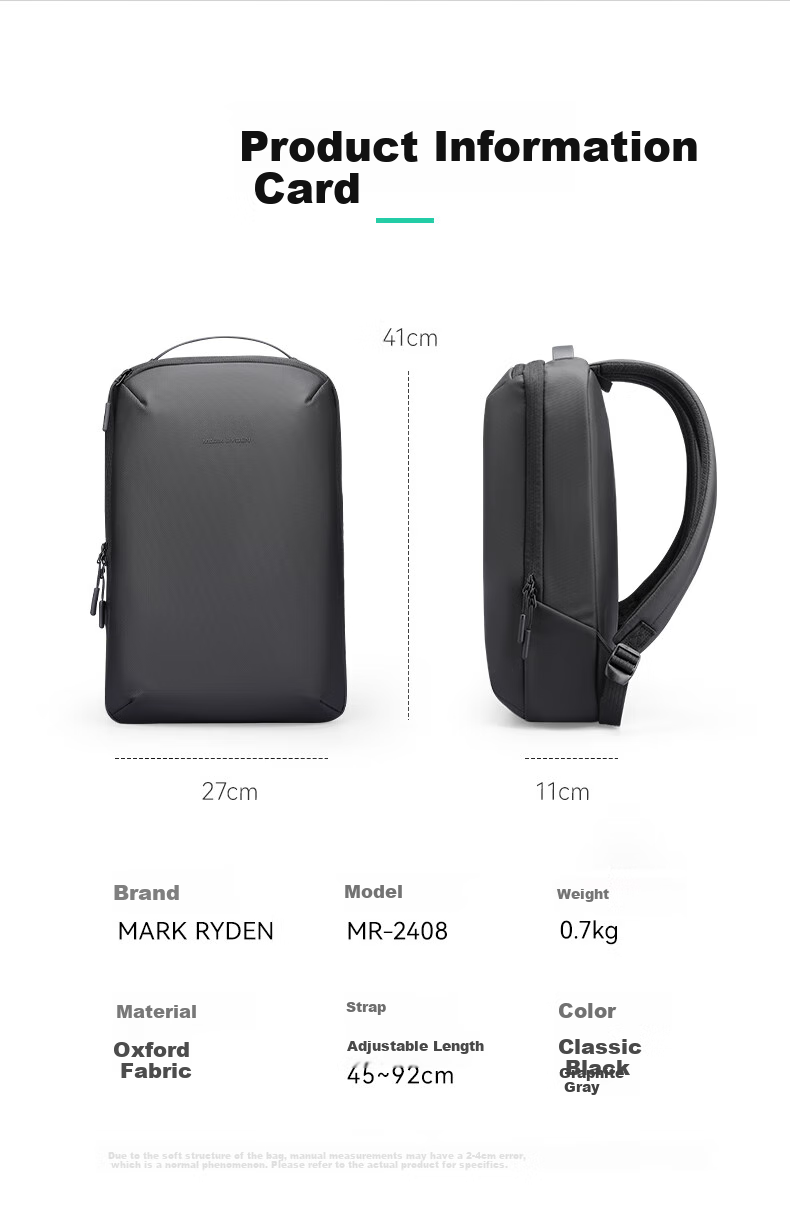 MARK RYDEN Laptop Backpack, Business Travel Bag for Commuting, 15.4-Inch Notebook Backpack, School Bag MR2408 Elegant Black 17