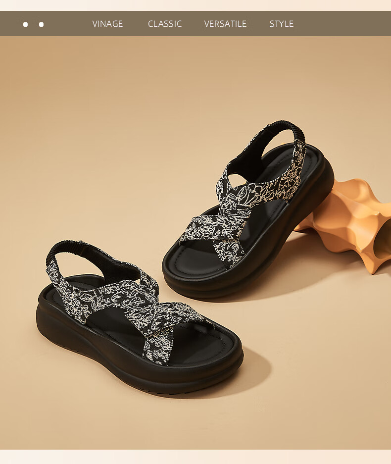DAPHNE Women's Guofeng Roman Sandals Spring 2026 New Thick-Soled Sporty Beach Shoes with Skirt Matching 14
