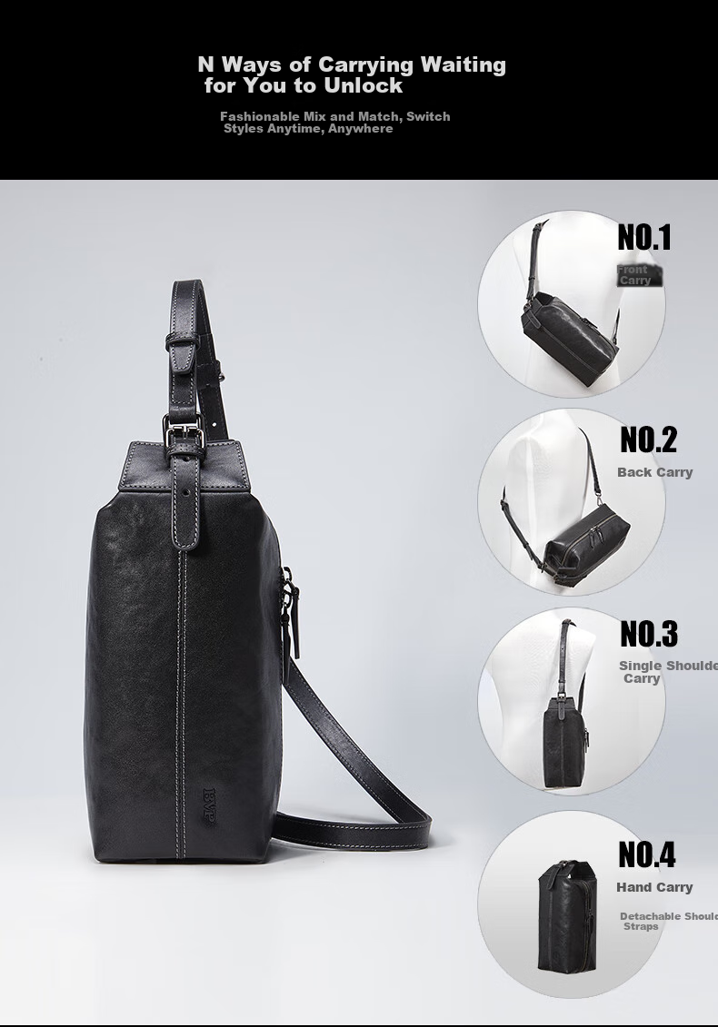 BVP Italian Leather Crossbody Bag, Men's Chest Pack, Spring And Summer Fashion Cowhide Shoulder Bag, Men's Backpack, Birthday Gift 11