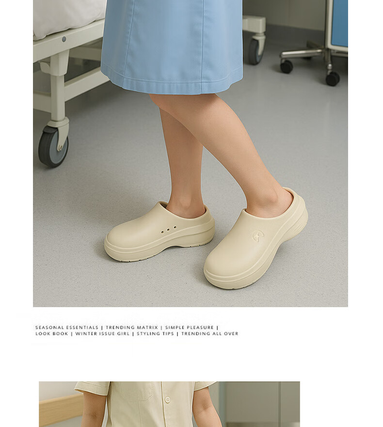 FOOTOPPO Height-Increasing Open-Toe Nurse Shoes Women's Medical Slip-On Non-Slip Surgical Clogs 12