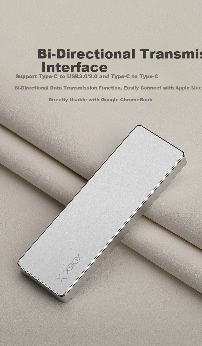 Xiaopan (XDISK) 1TB USB3.2 Portable Solid State Drive (PSSD), M Series, Type-C, Silver, NVMe Protocol, Ultra-Thin Portable, Direct Phone Connection, Compatible with MAC 8