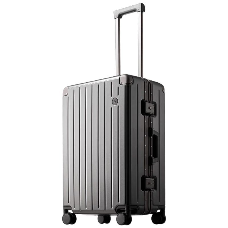 JD Original Borderless Aluminum Frame Luggage, Large Capacity Suitcase with Wheels And Password Lock, Carry-On Leather Case, Express Delivery, Graphite Gray, 24 Inches