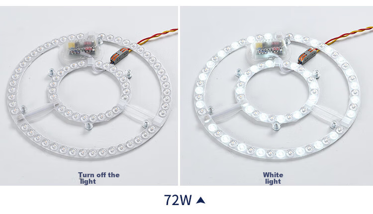 ROLin LED Ceiling Light Core, LED Panel Replacement Light Core, Magnetic Suction Light Strip, Double-Circle Hollow White Light, 72W 5