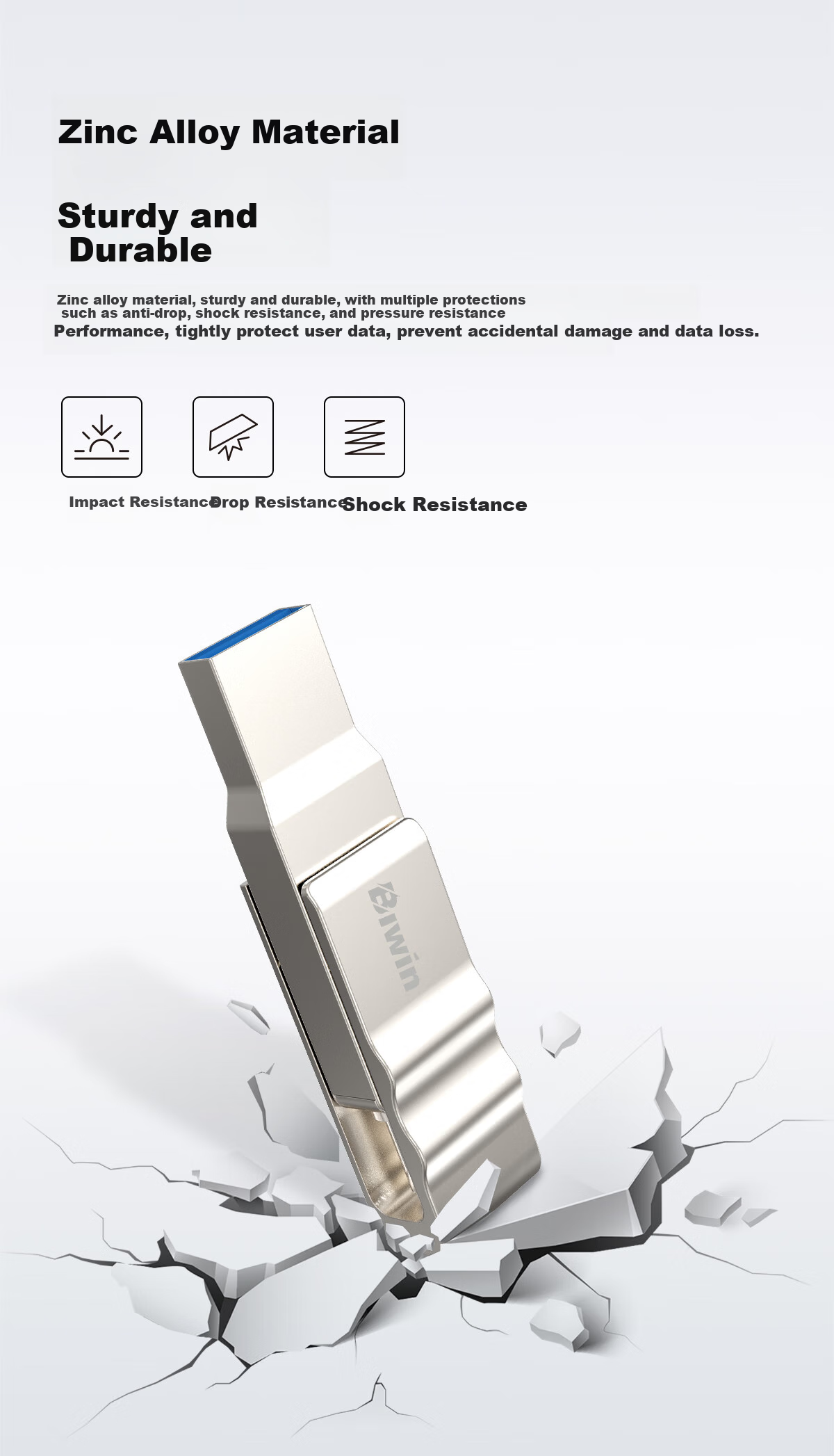 BIWIN 64GB Type-C USB3.2 Dual Interface Phone Flash Drive, 150MB/s UD150 Metal Rotating, High-Speed Read/write, Durable Business Office Study USB Drive 6