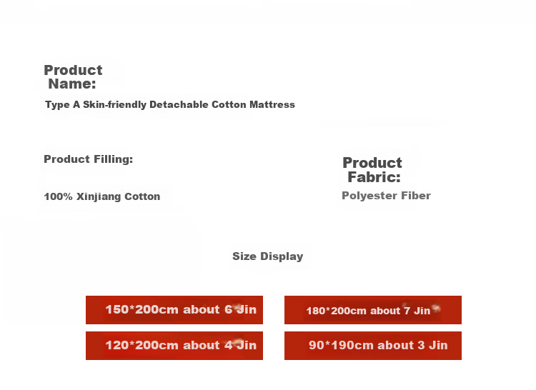 Wuyinliangpin 100% Xinjiang Cotton Mattress Pad, Removable Washable Cover, Pure Cotton Mattress Pad, All-Cotton Quilt, 1.8x2 Meters, 7 Ji 14
