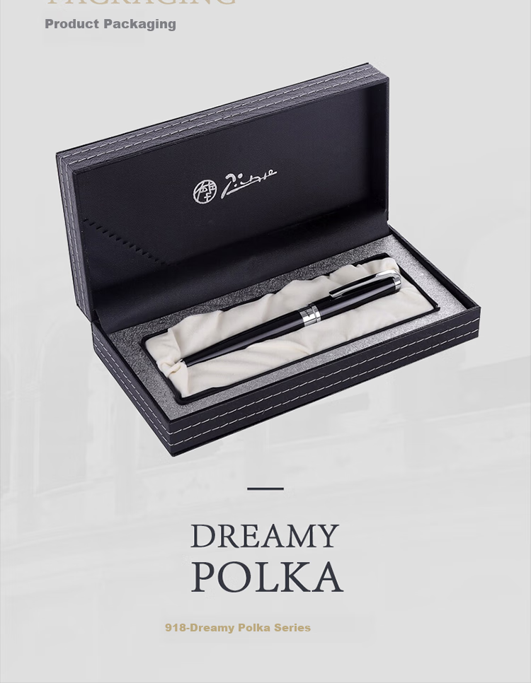 Pimio Fountain Pen And Ballpoint Pen, High-End Business Office Gift, Graduation Present for Men, Iridium Ink Pen Gift Box Set, Menghuang Boka Series 918 Gold Color 7