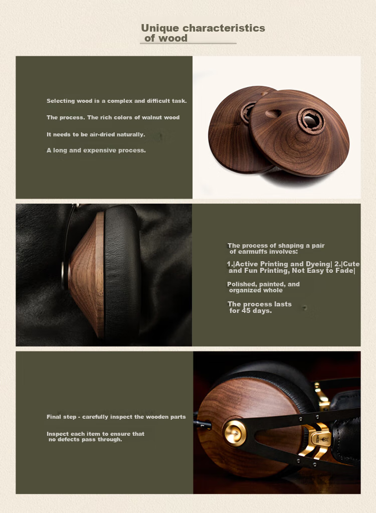 MEZEANTONIO (Meze) 99 Classics Walnut Headphones, Closed-Back Dynamic HiFi Wired Headphones, Walnut Wood Shell, Black And Gold Color 3