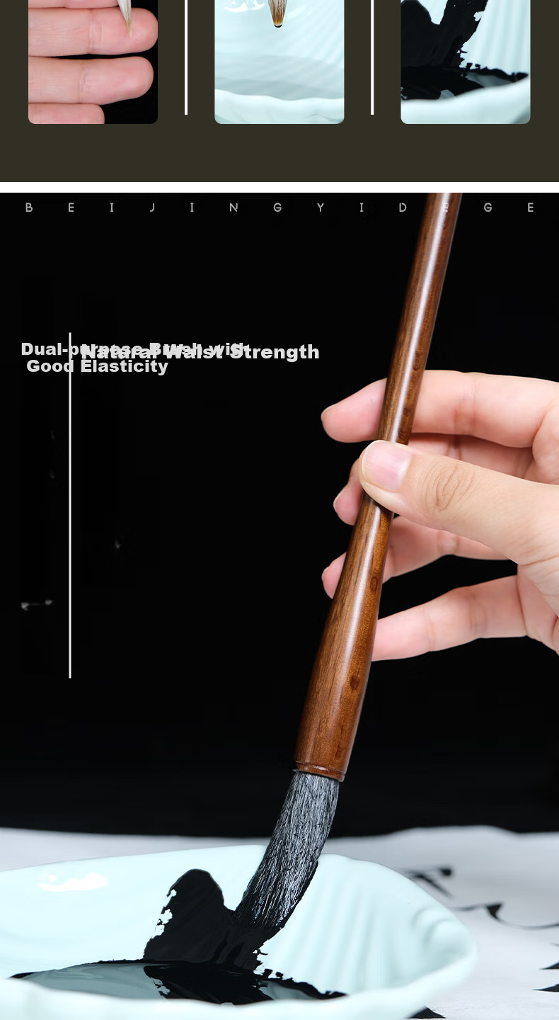 [Lowest Price Online] Yidege Mixed Hair Calligraphy Brush for Wolf And Sheep Hair, Medium to Large Regular Script, French Painting, Seal Script, Running Script, Specialized Calligraphy Brush, Four Treasures of The Study, Ink, Paper, Inkstone, One-Grade Mixed Hair Medium 3