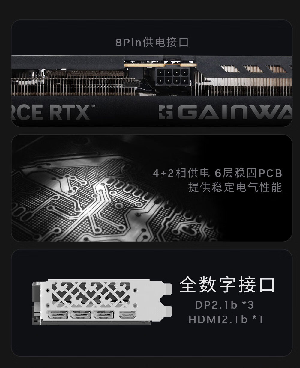 GAINWARD GeForce RTX 5050 Zhui Feng OC 8G Graphics Card, DLSS 4, for E-Sports Gaming/Design Editing/AI Local Deployment/Live Streaming Entertainment 13