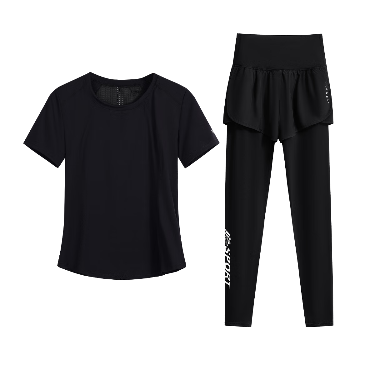 Baisirun Women's Marathon Running Sports Set with Back Pocket for Phone, Breathable Quick-Dry Training Shirt, Jump Rope Yoga Fitness Apparel
