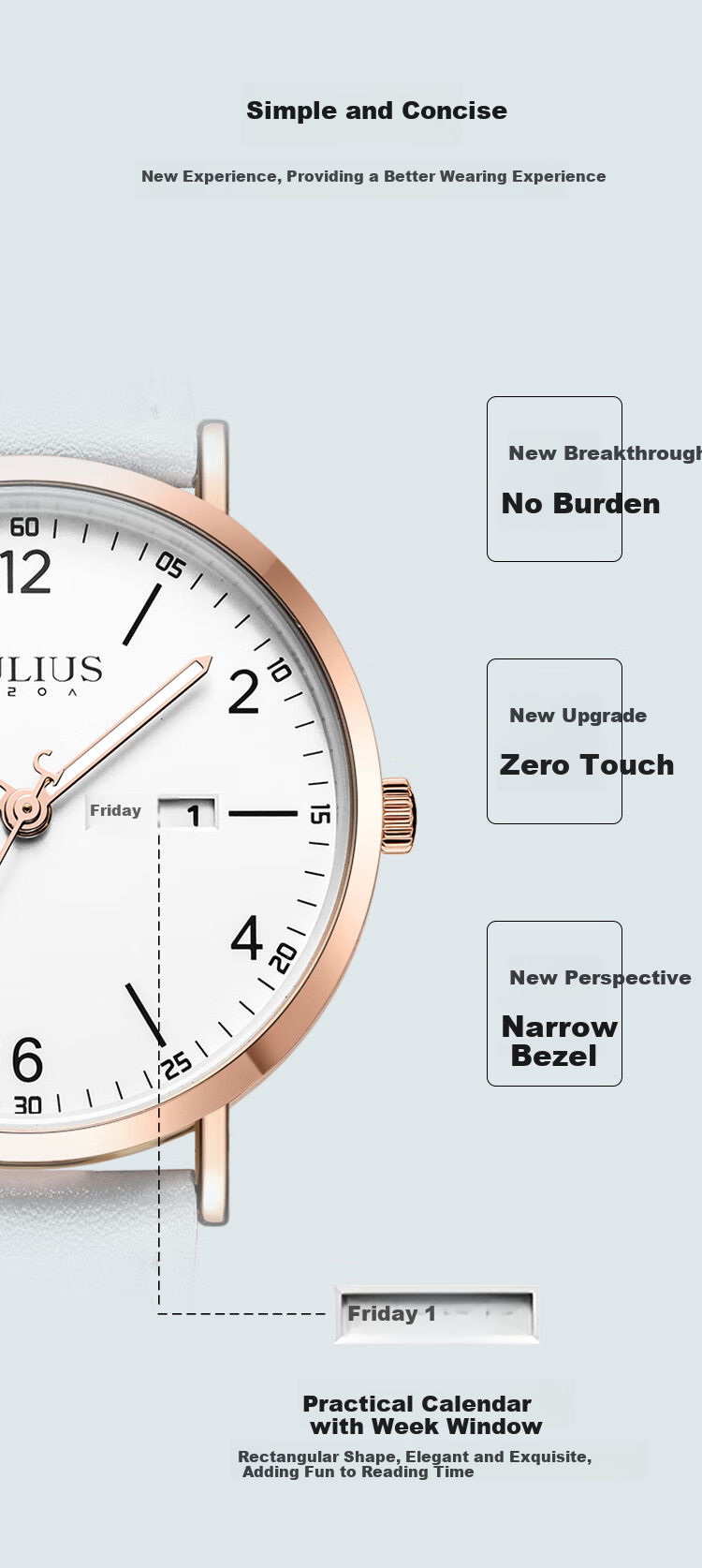 Julius Watch for Men, New Style, Suitable for Middle And High School Students, Exam Calendar, Quartz Men's Watch, White, JA-1516MB 3