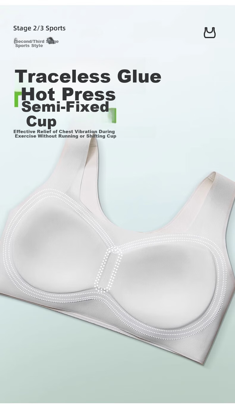 GUJIN 2-Pack Girls' Bra, Spring And Summer Seamless, for Middle And High School Students in Puberty, Underwire Bra, Posture-Correcting, Shock-Absorbing, Thin Sports Bra, L 6