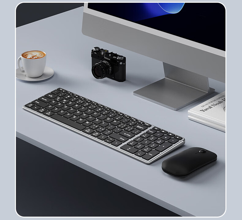 B.O.W Hangshi HW236L-2 Rechargeable Ultra-Thin Silent Wireless Keyboard And Mouse Set, 99 Keys, Compatible with Desktop And Laptop Computers for Office And Home Use, Silver And White 19