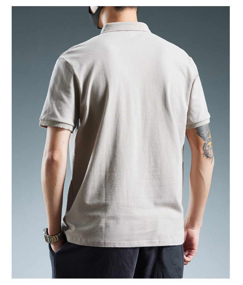 Jeanswest POLO Shirt for Men, Short Sleeve, Summer 2025, Pure Cotton, Trendy Casual Versatile Top, Black, 4XL 15