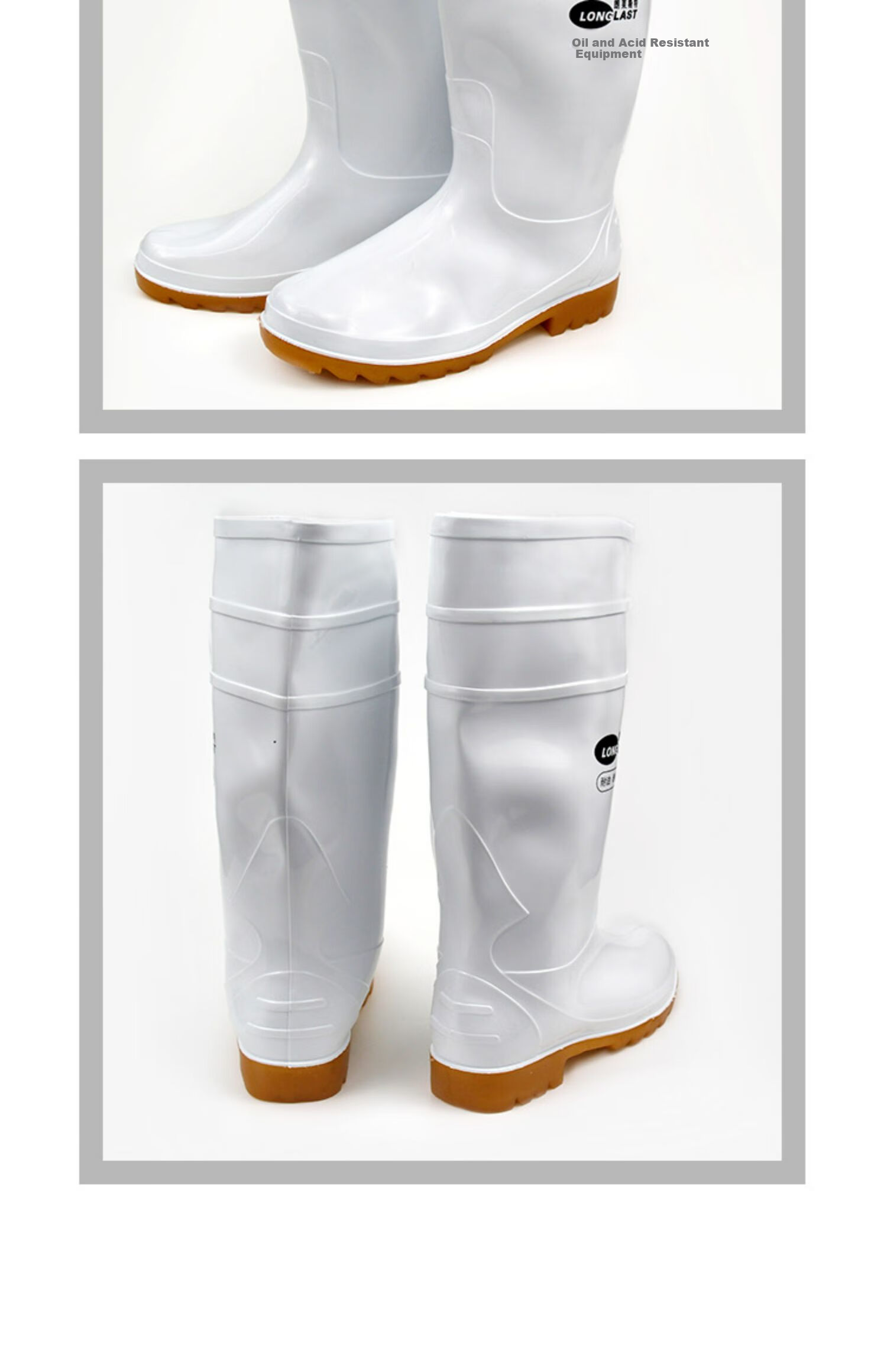 LONGLAST (LONG LAST) Extra White Oil-Resistant Boots, High-Top Non-Slip Waterproof Shoes, Rain Boots, Acid And Alkali Resistant Chef Food Hygiene Boots for Men And Women, Size 41 21