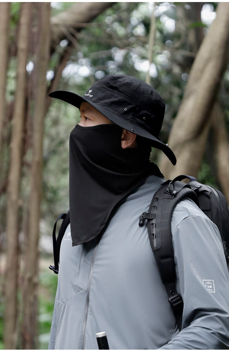 ZHANSHUNIAO Wide Brim Loose-Fit Sun Protection Full Face Mesh Mask UV Protection Ice Silk Neck Gaiter for Men Fishing Cycling 9