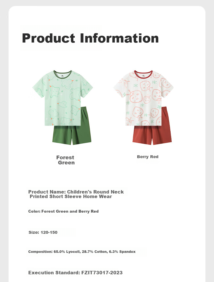 JD Original 10A Antibacterial Children's Eucalyptus Skin Cotton Underwear, Girls' Breathable Forest Green Home Wear, Size 150 12