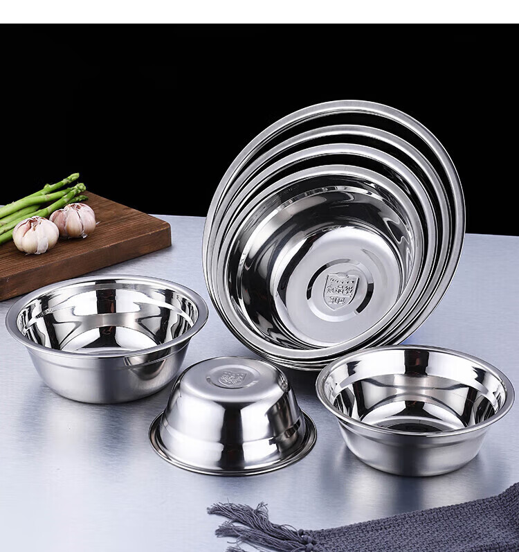 Jingqingfu 304 Stainless Steel Soup Bowl 16cm Canteen Serving Bowl Small Food Bowl Meal Bowl Soup Bowl Jingcang 7