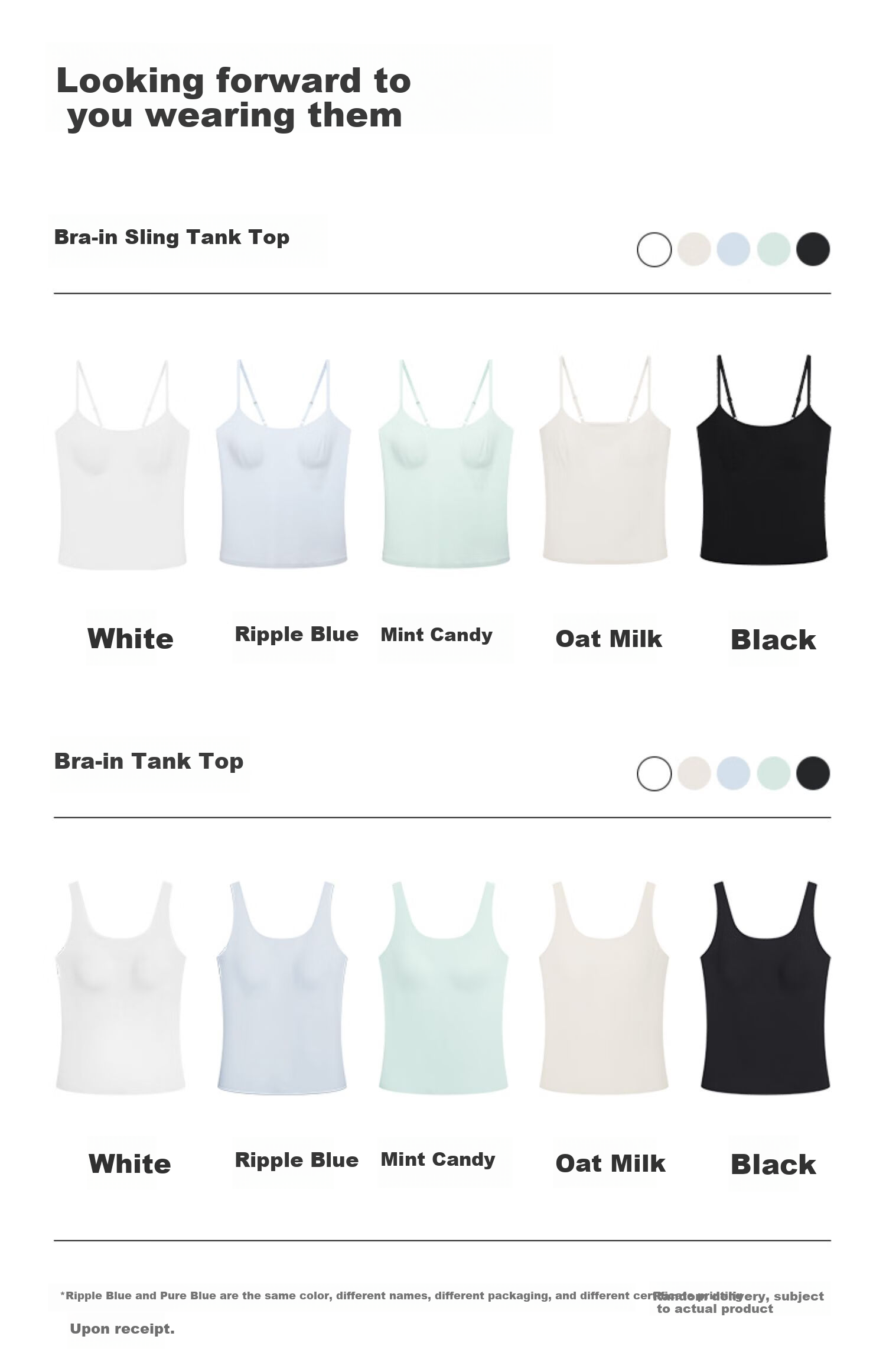 Ubras Liu Wen Same Style Mint Cooling Strap Tank Top for Women, Breathable One-Size Underwear, Upgraded Version, Ripple Blue 17