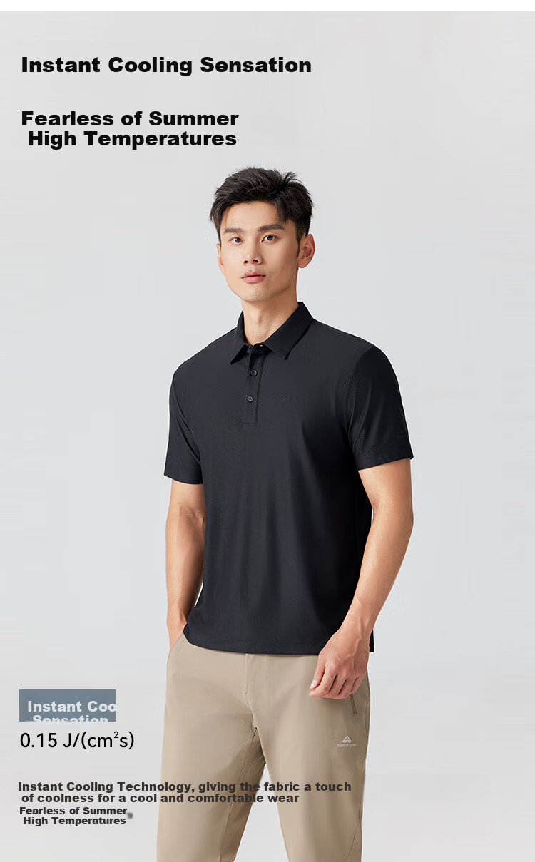 Pioneer Camp Quick-Dry Polo Shirt for Men, Summer Outdoor Cool Breathable Short-Sleeve City Commute Lightweight Sports Training T-Shirt 5