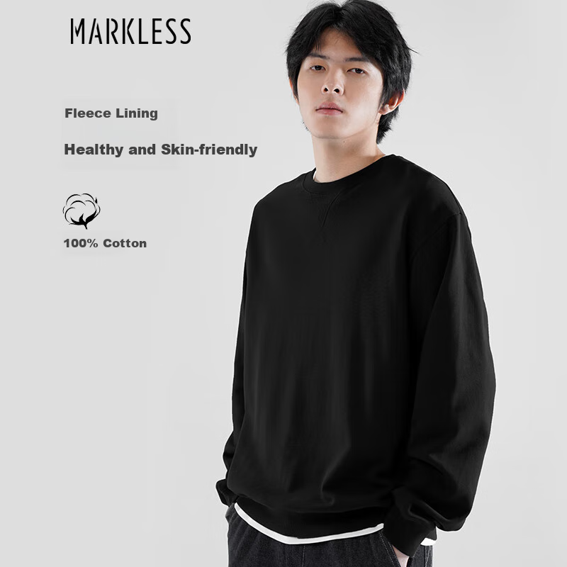 Мужская толстовка MARKLESS, 100% хлопок, осенняя повседневная модель с круглым вырезом, внутренний слой пуловера, 0434 "Звездная ночь", 3XL