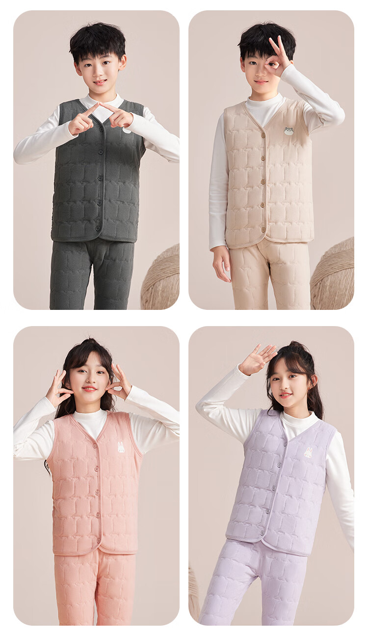 Hodohome Kids School Uniform Magic Girls Three-Layer Thickened Fleece 100% Merino Wool Insulated Vest 370 Purple Size 150 3