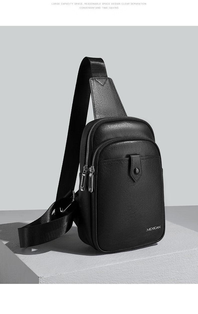 MEXICAN Fine-Grain Top-Layer Cowhide Crossbody Bag, Shoulder Bag for Men, Commuter Backpack, Chest Pack, Phone Bag, Messenger Bag, Birthday Gift 2