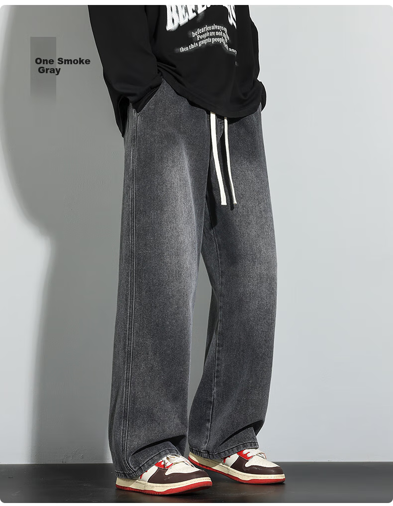 Paul Frank American Trendy Jeans for Men, Autumn New Casual Straight-Leg Pants, Fashionable Trousers, Light Blue Regular, Size S 10