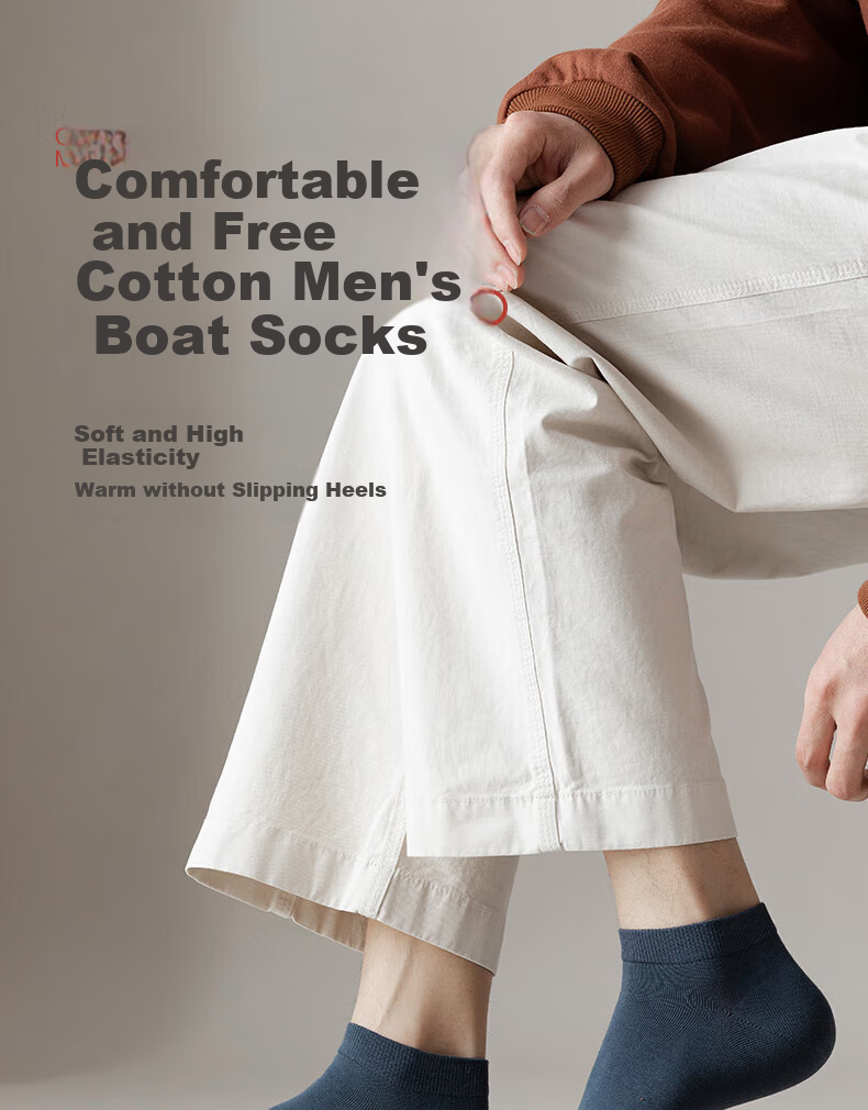 Mian Xiaonian Men's Short Cotton Socks Spring Summer [100% Pure Cotton 10A Antibacterial Deodorant] Double Ribbed Sports Style 10 Pairs Pack 1