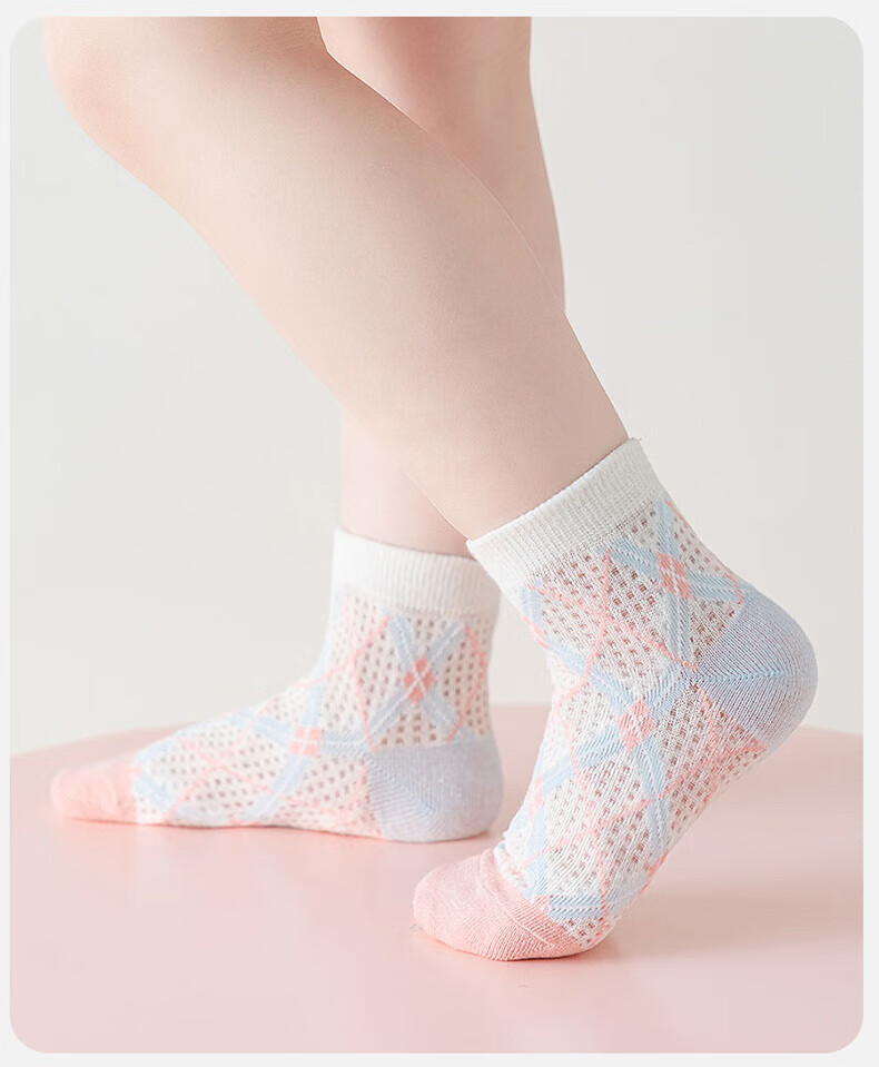 Mianqixiong Children's Socks Summer Thin Pure Cotton Kids Socks Girls Baby Boys Summer Socks Girls Spring Summer Mesh Short Socks 18