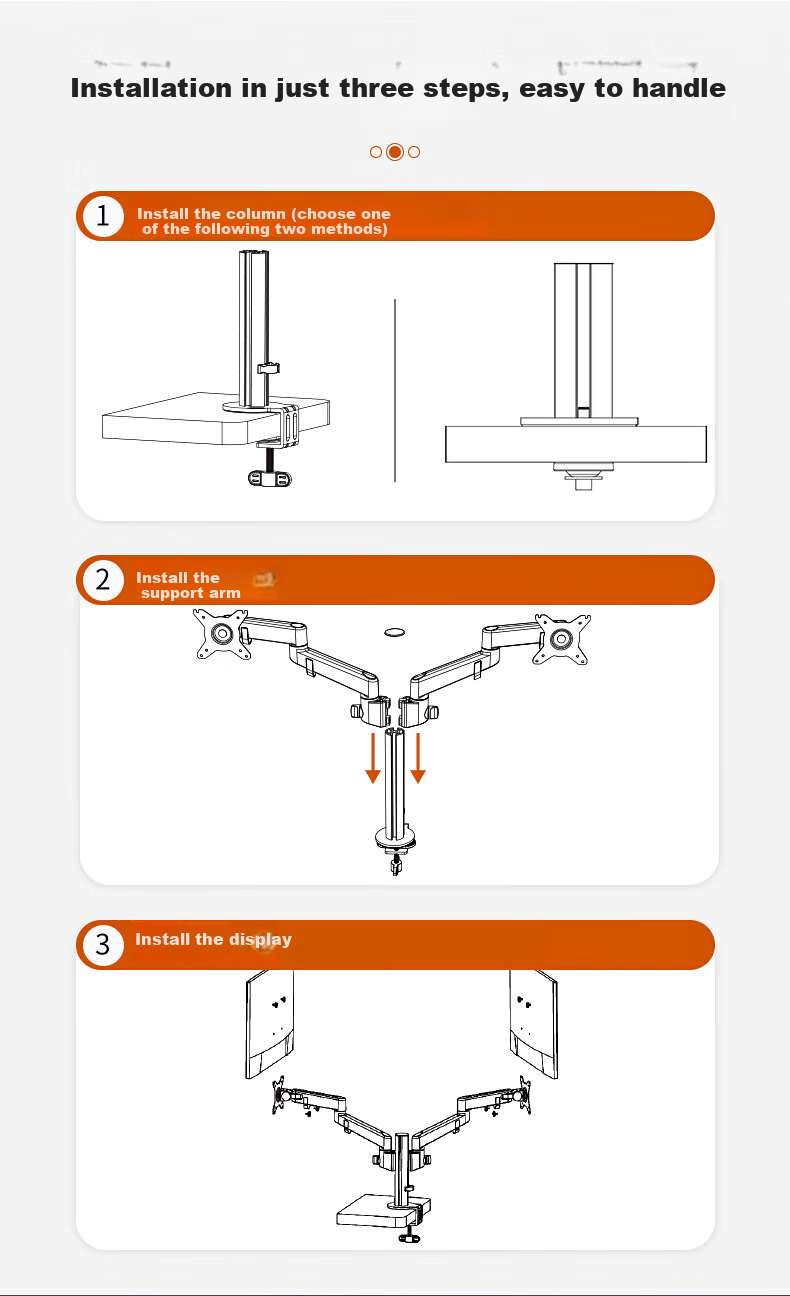 ECOLA Monitor Stand, Computer Stand, Height-Increasing Stand for Computers, Mechanical Arm Computer Desk Stand, Spiral Lifting Mechanical Spring Display Screen Stand FT62BK 15