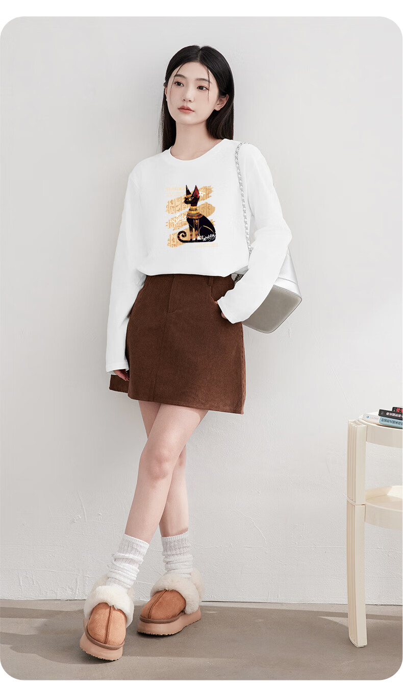 Warrior Pure Cotton Long-Sleeve T-Shirt for Women, New Spring 2026 Style, Simple Outdoor Loose-Fitting Fashionable High-End Casual Clothing 3