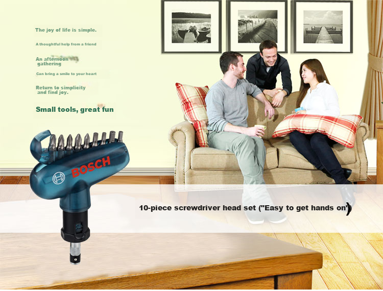 BOSCH Screwdriver Bit Set for Furniture Repair And Toy Assembly, Alloy Steel Material, 10 Pieces "Easy to Handle" 1