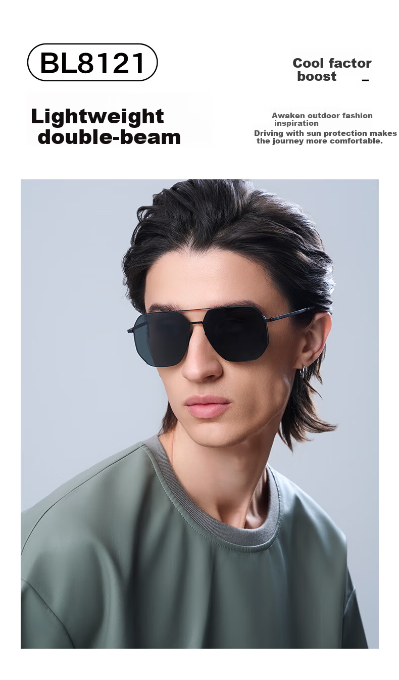 BOLON Sunglasses, Double-Frame Polarized Sunglasses, Aviator Driving Glasses for Men, BL8121 2