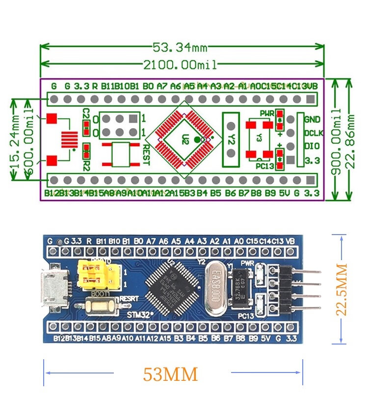 Nuoran STM32 Core Board Development Board Microcontroller Experiment Board [Imported Chip] STM32F103C8T6 Development Board with Downward Soldered Pin Headers 4