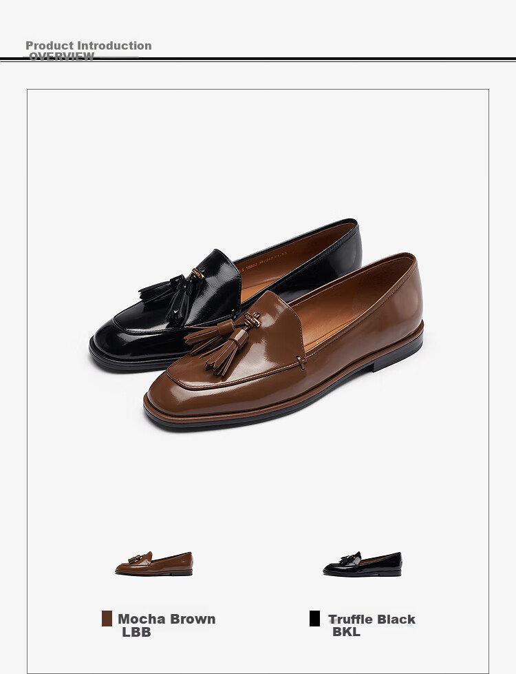 Le Saunda, Qiangdongyue Same Style, Laifu Family Round Toe Comfortable Genuine Leather Loafers Women's 10502, Truffle Black, BKL, 37 10