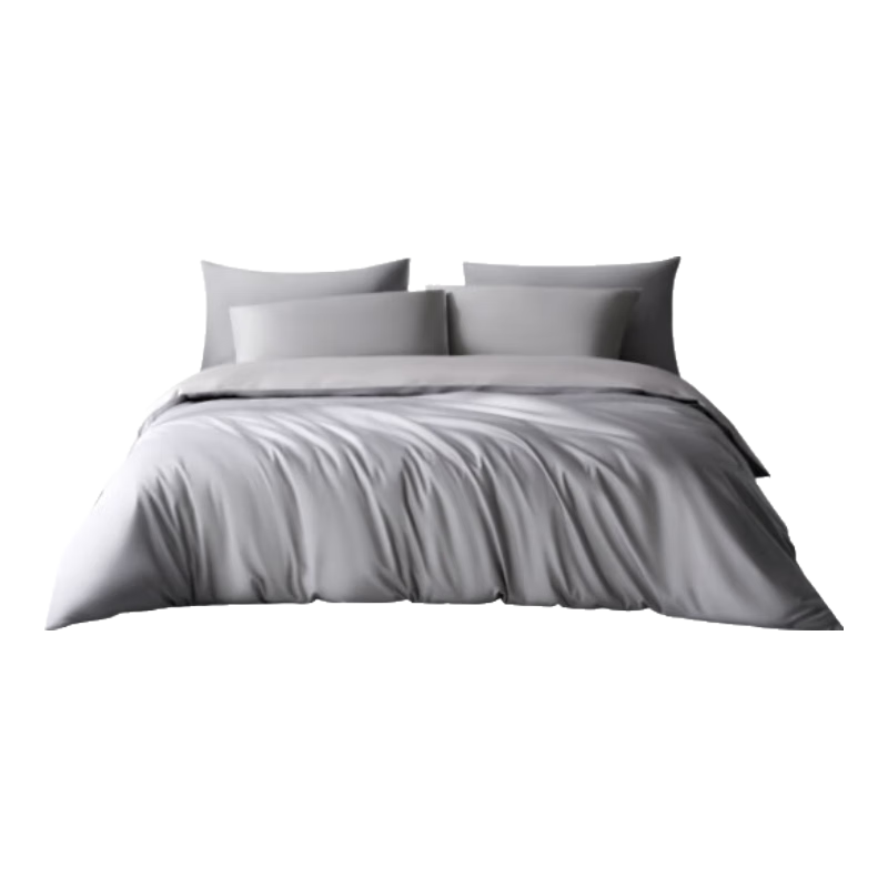 JD Original 60-Piece Pure Cotton Bedding Set, 100% Xinjiang Long-Staple Cotton Sateen Class A Bedding, Luxurious High-End Bedsheet Duvet Cover Quilt, for 1.8-Meter Bed, British Gray