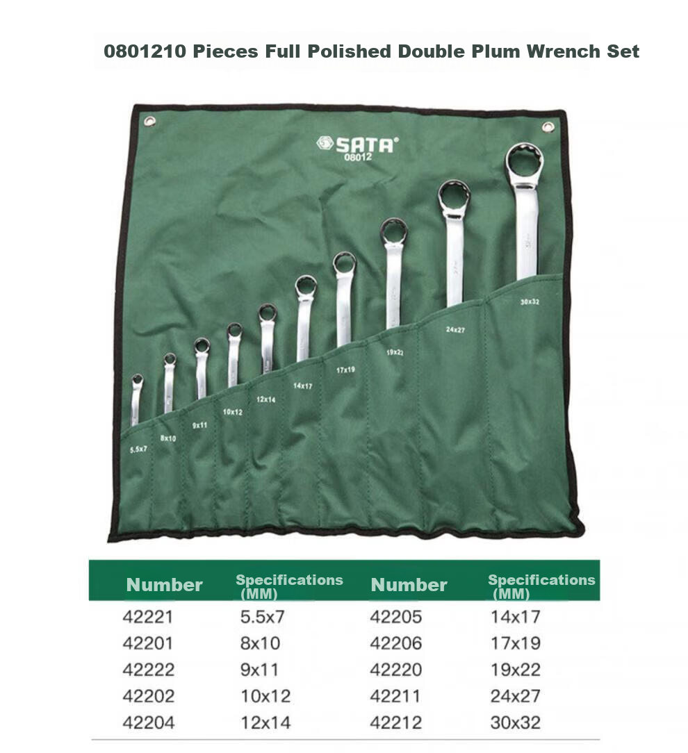 SATA 46200 Fully Polished Double Flare Ratchet Wrench 8x10MM 5