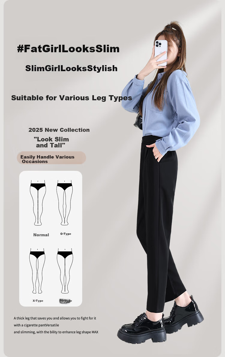 FitonTon Women's Suit Pants, New Spring/summer 2026 High-Waisted Loose Straight-Leg Cigarette Harem Pants, Slimming Draping Casual Trousers for Wome 5